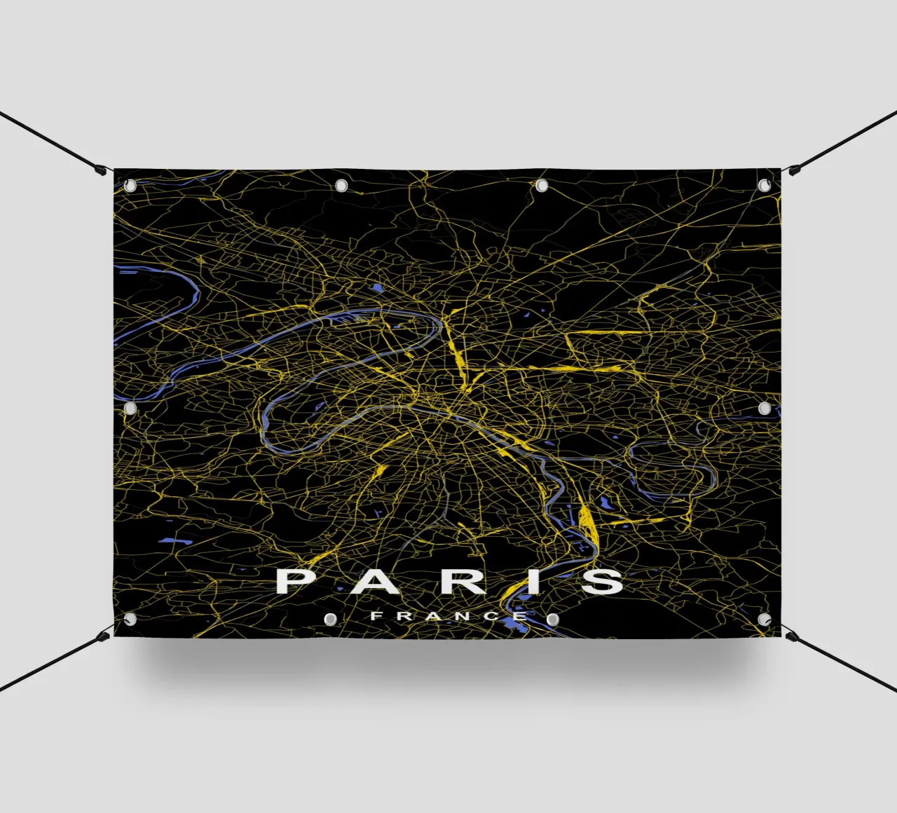 Parigi Francia - Mappa della città in nero e oro telo in pvc da Cartographers Library