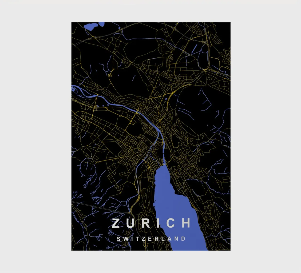 Zürich Schweiz Stadtplan Schwarz und Gold Notizbuch von Cartographers Library