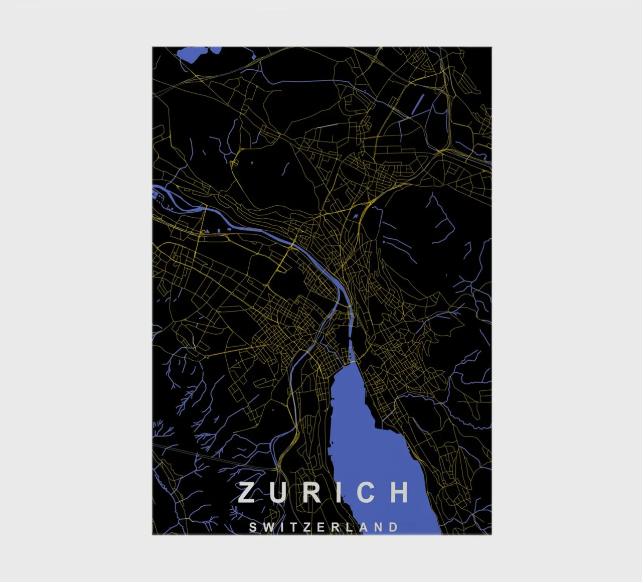 Zürich Schweiz Stadtplan Schwarz und Gold Notizbuch von Cartographers Library