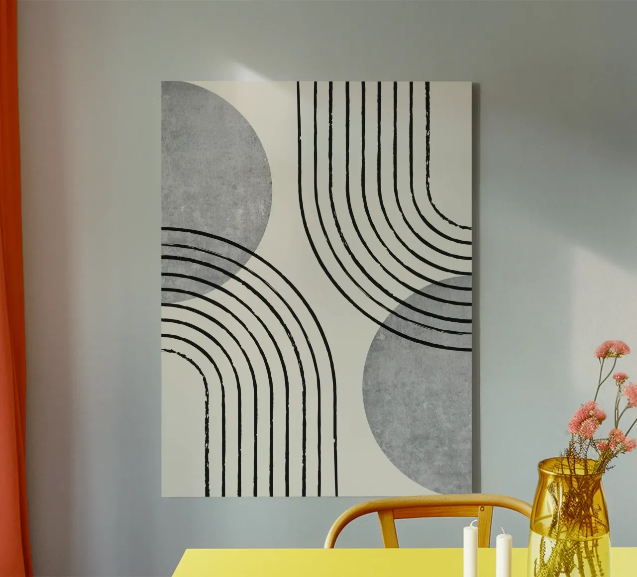 Zonneboog Double - Grijs Wit canvas van MoonlightPrint