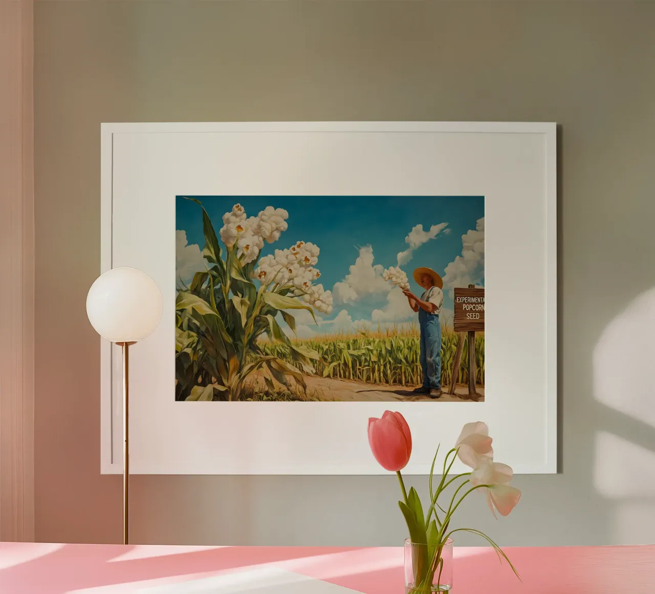 Experimentelle Popcorn-Saat poster con telaio in legno da M-Ulrich-Digital Art