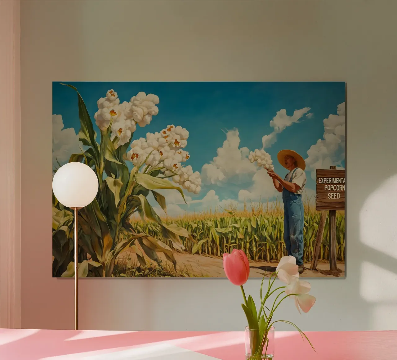 Experimentelle Popcorn-Saat poster con telaio in legno da M-Ulrich-Digital Art