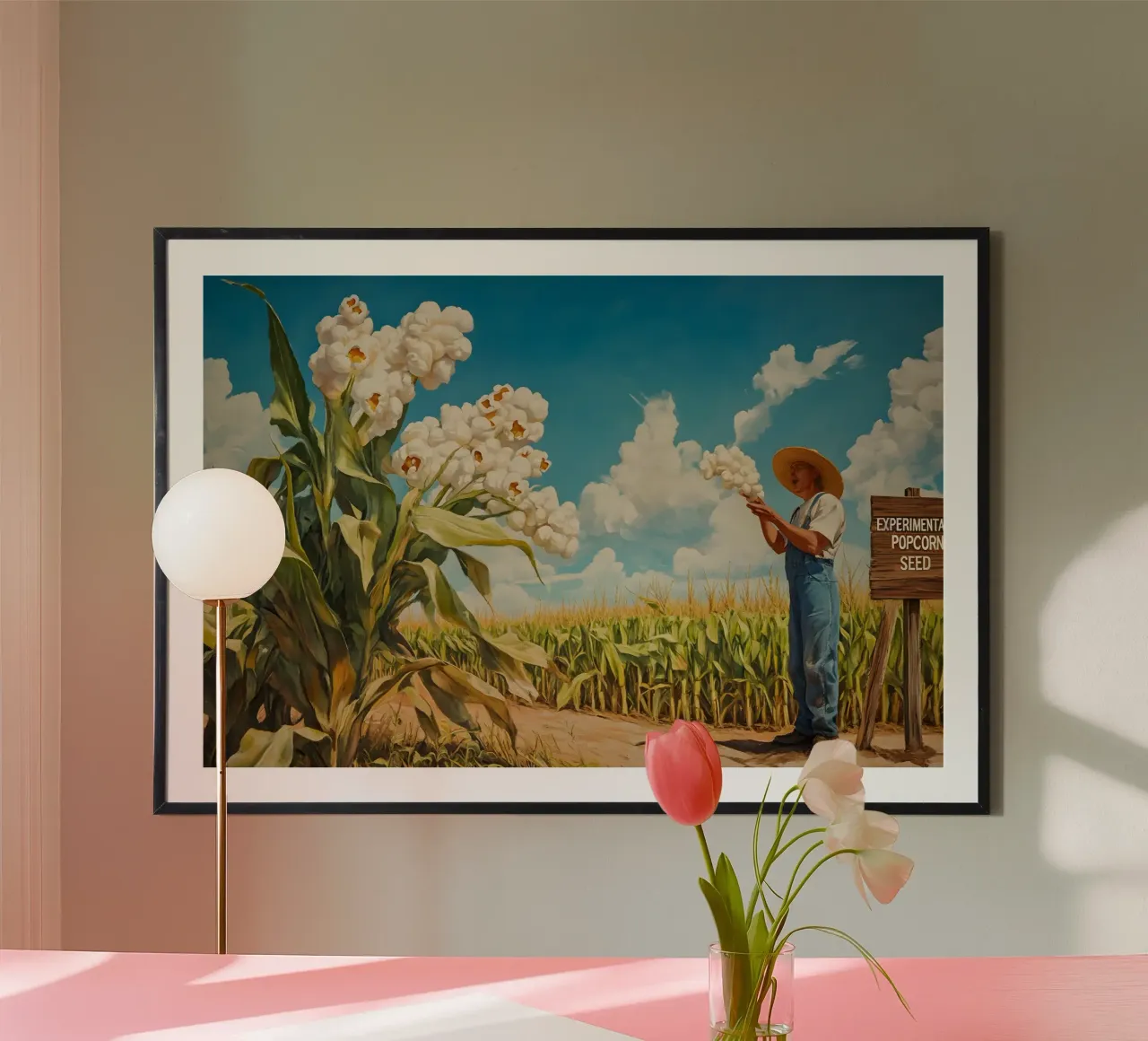 Experimentelle Popcorn-Saat poster con telaio in legno da M-Ulrich-Digital Art