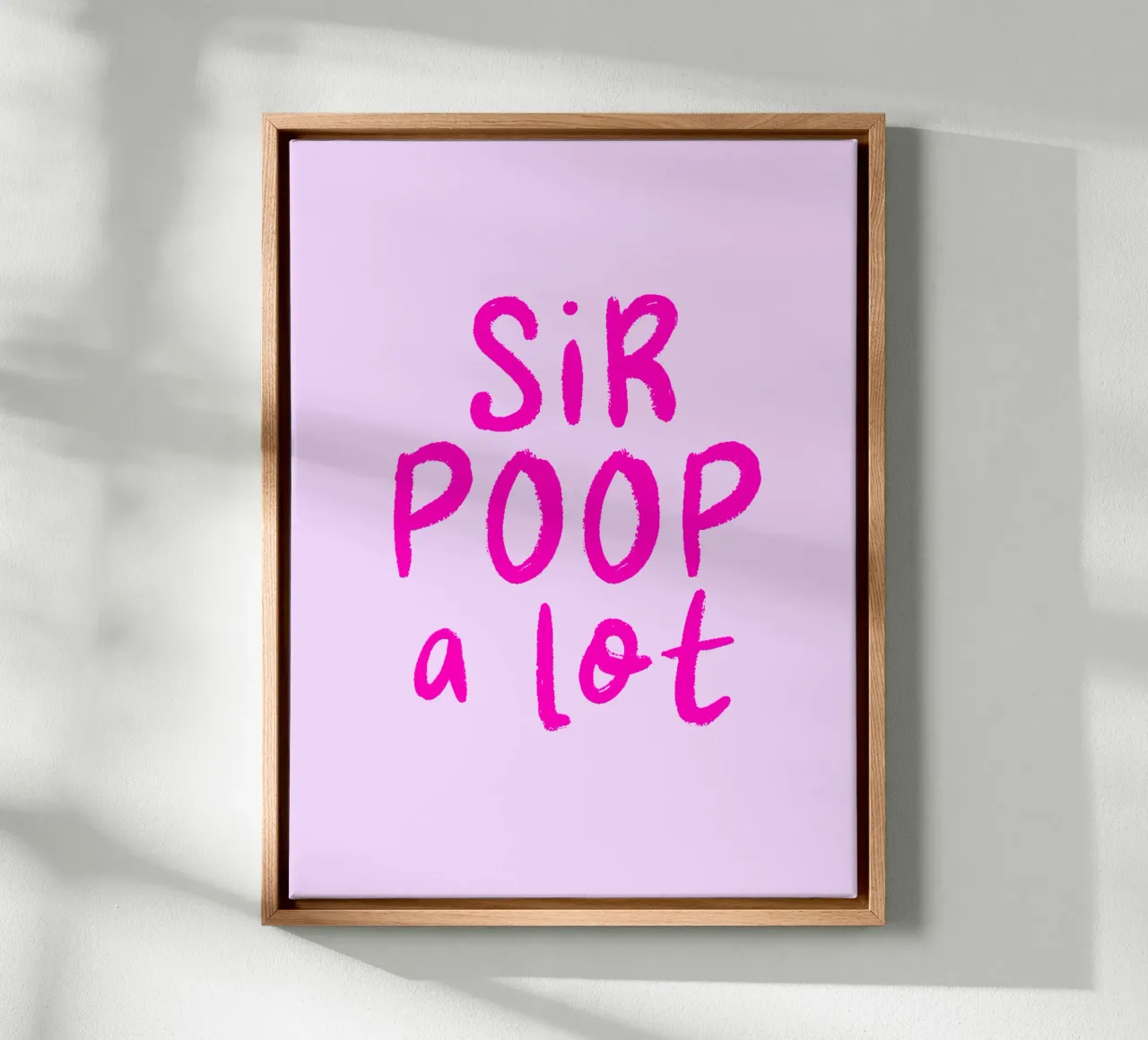 Sir Poop a lot (Pink) canvas with Floater frame by color&shape