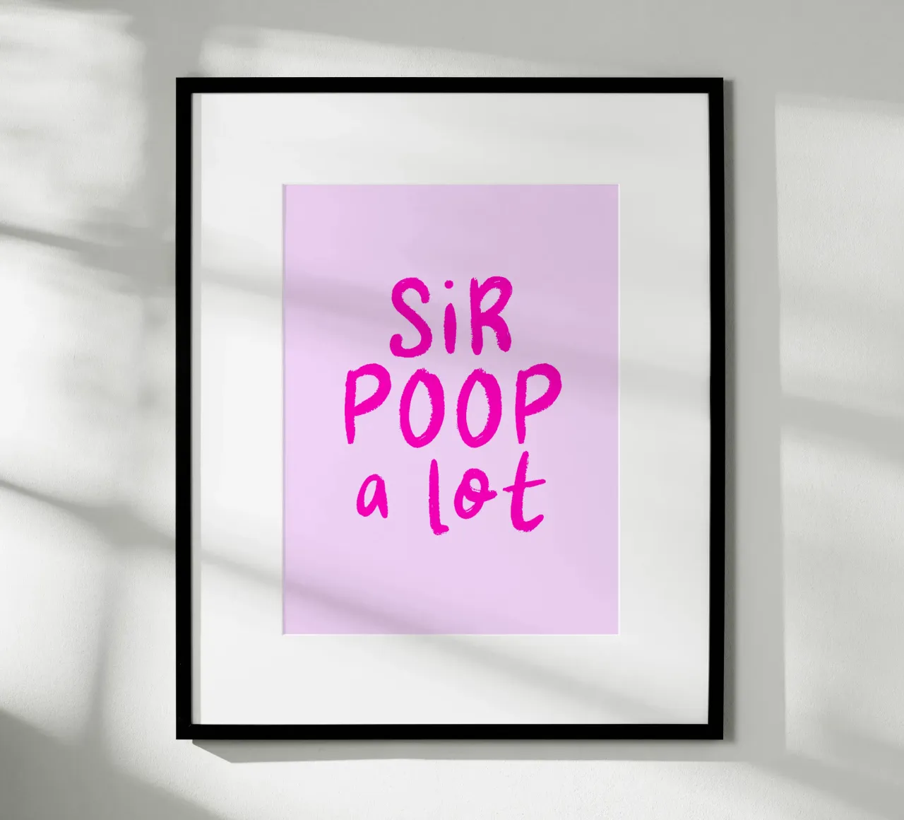 Sir Poop a lot (Pink) poster con telaio in legno da color&shape