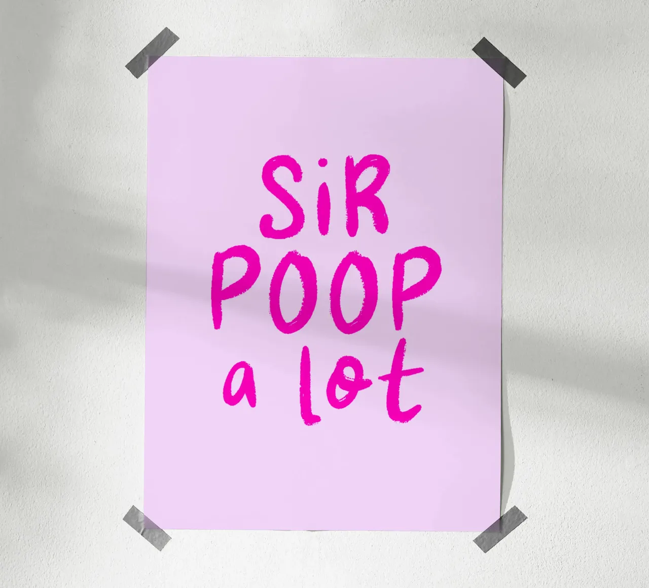 Sir Poop a lot (Pink) poster con telaio in legno da color&shape