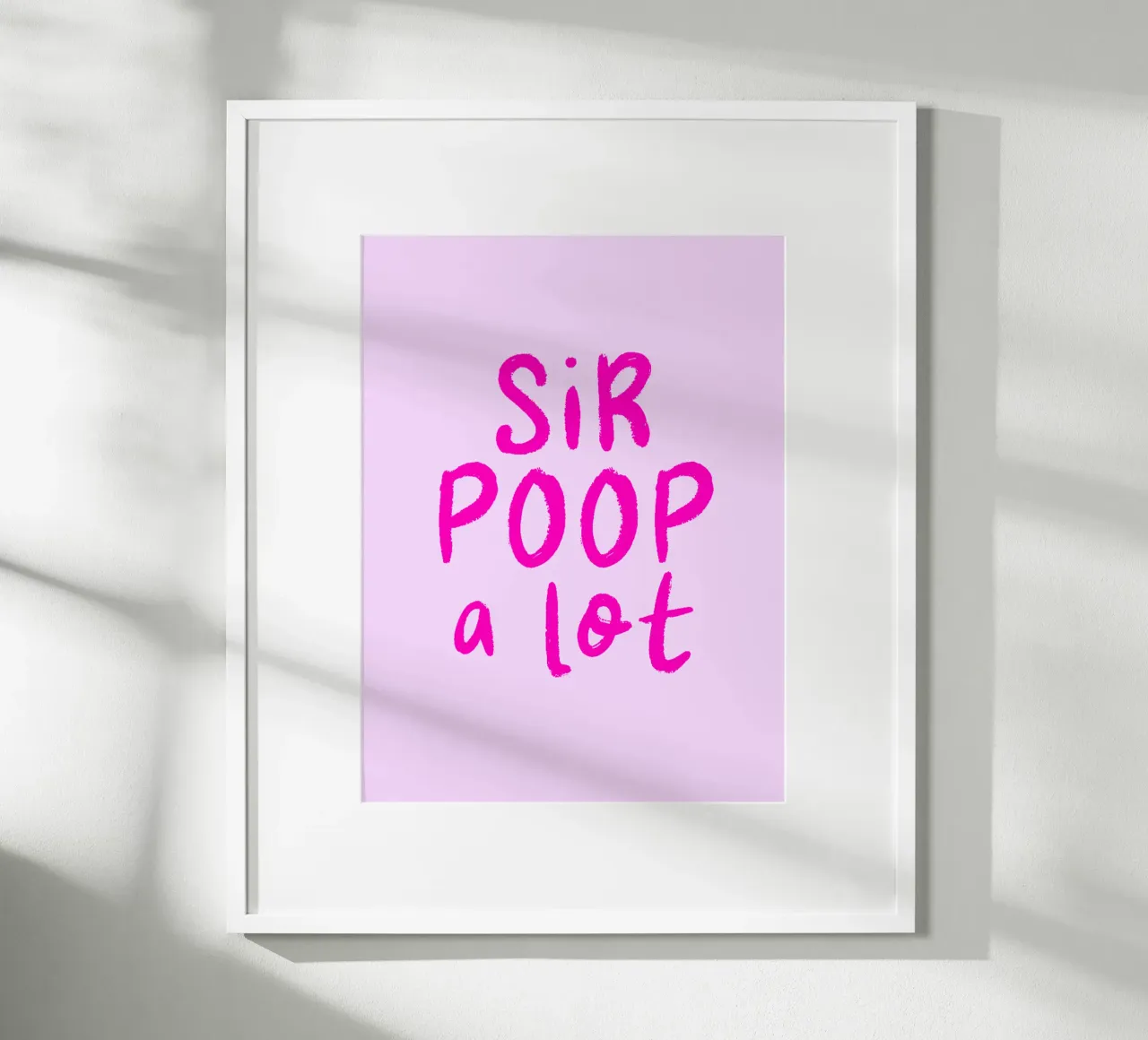 Sir Poop a lot (Pink) poster con telaio in legno da color&shape
