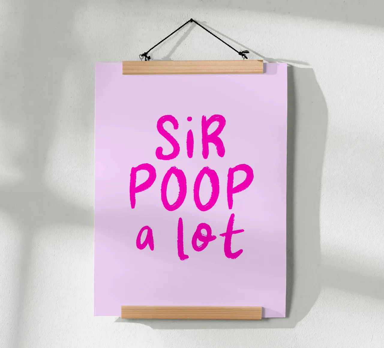 Sir Poop a lot (Pink) poster con telaio in legno da color&shape