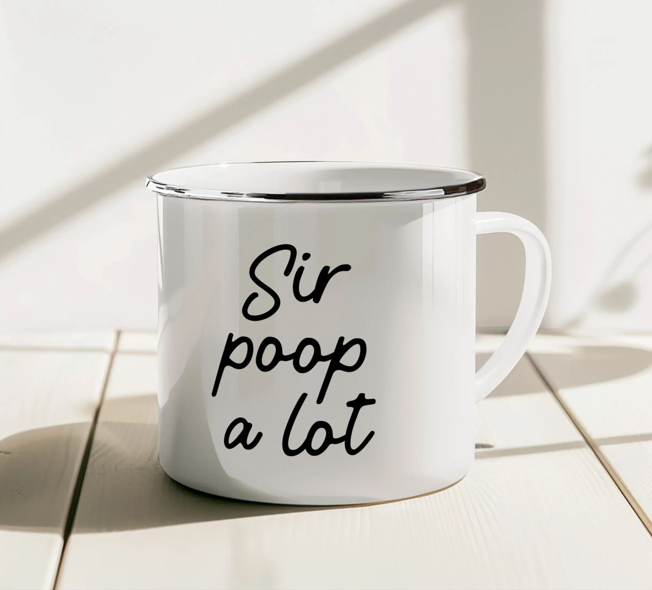 Sir Poop a lot tazza in smalto da color&shape