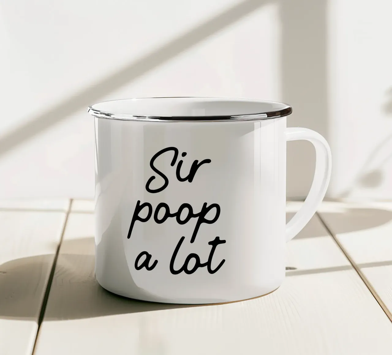 Sir Poop a lot tazza in smalto da color&shape
