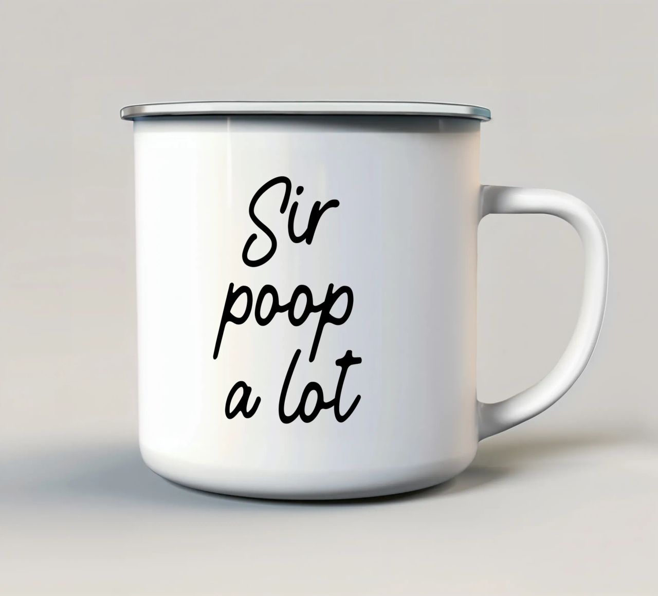 Sir Poop a lot tazza in smalto da color&shape