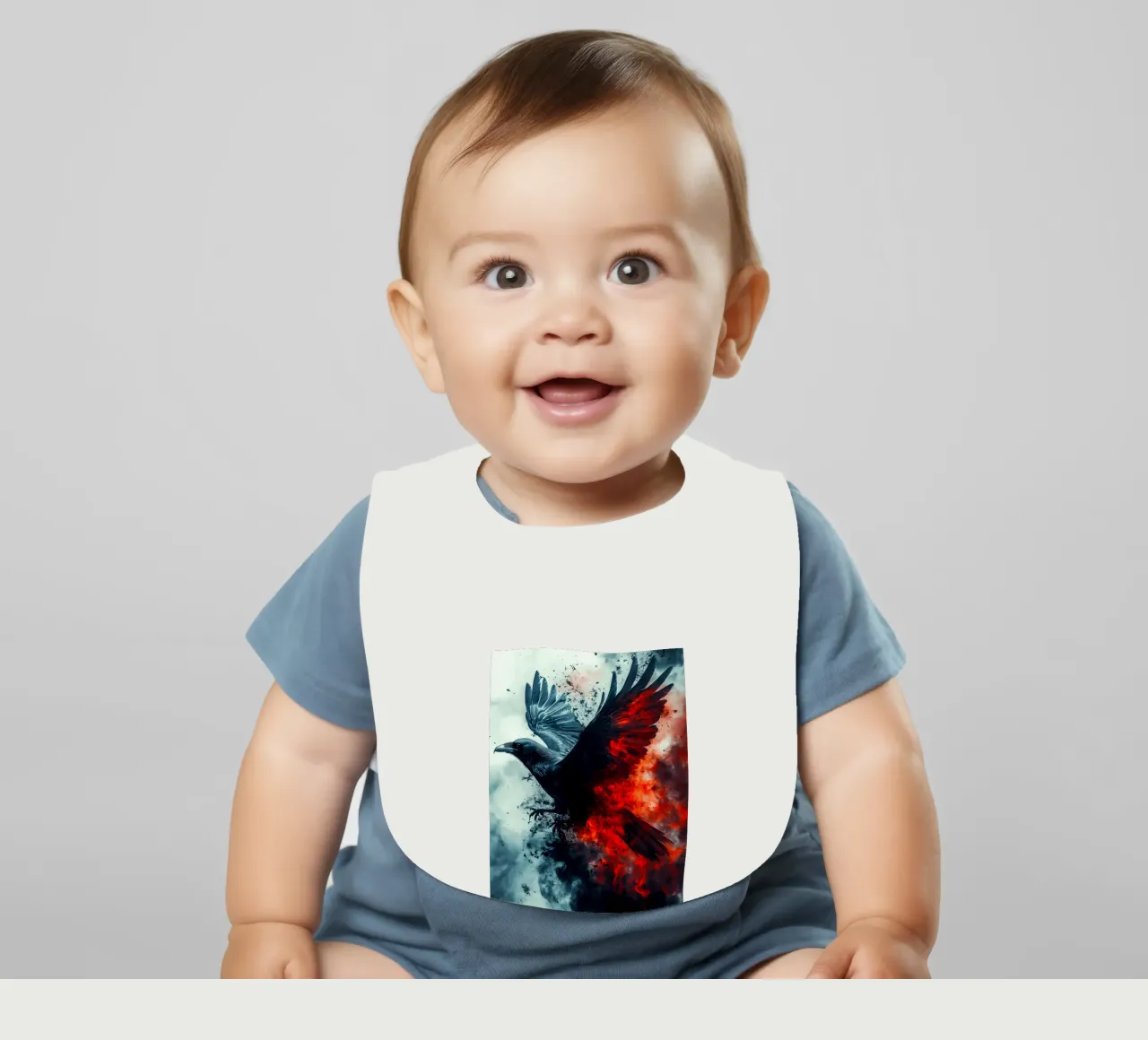 Schwarzer Rabenvogel Babylätzchen von Justyna Jaszke JBJart