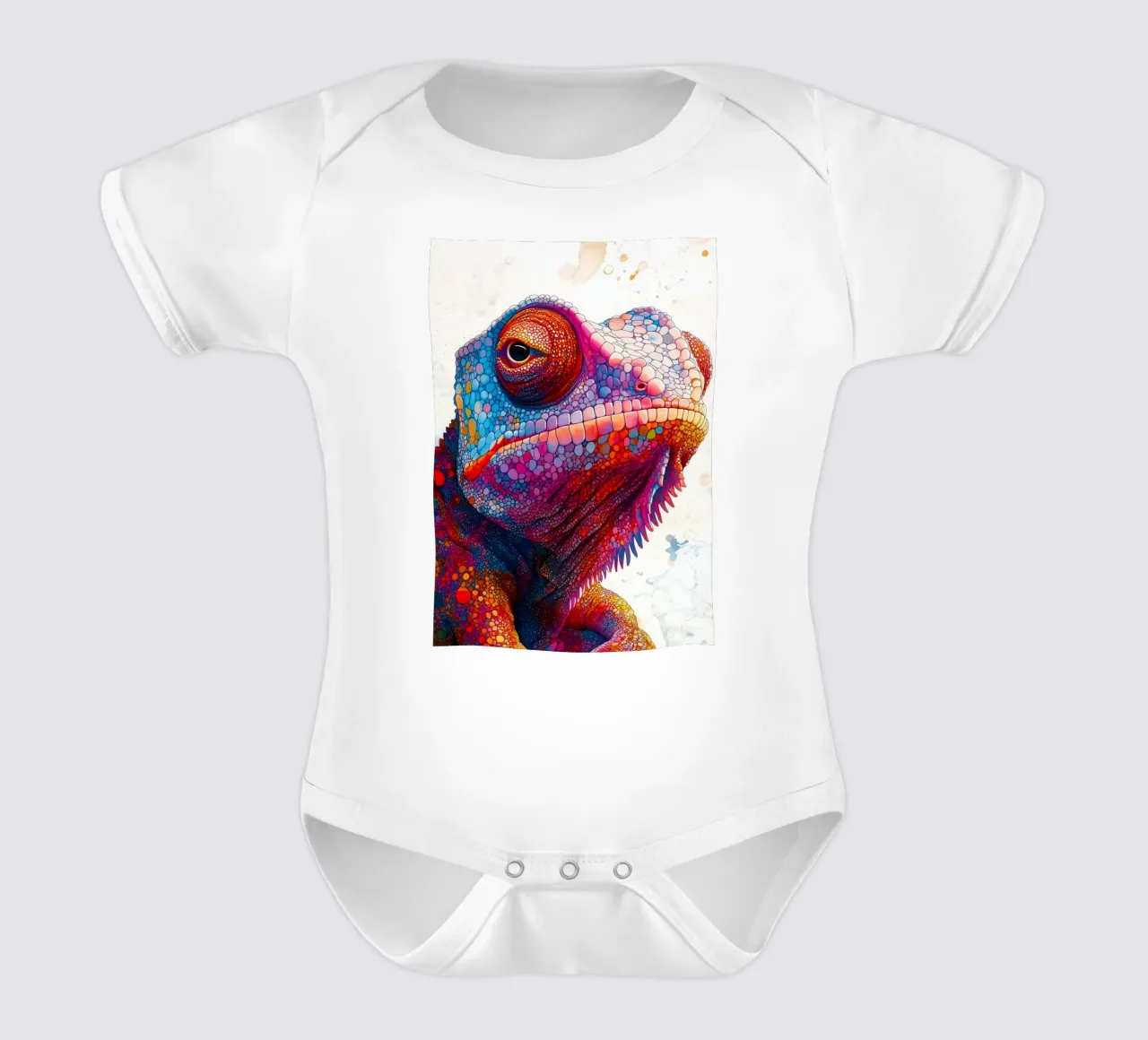 Chamäleon Tier Kunst Kurzarm Babybody von Justyna Jaszke JBJart