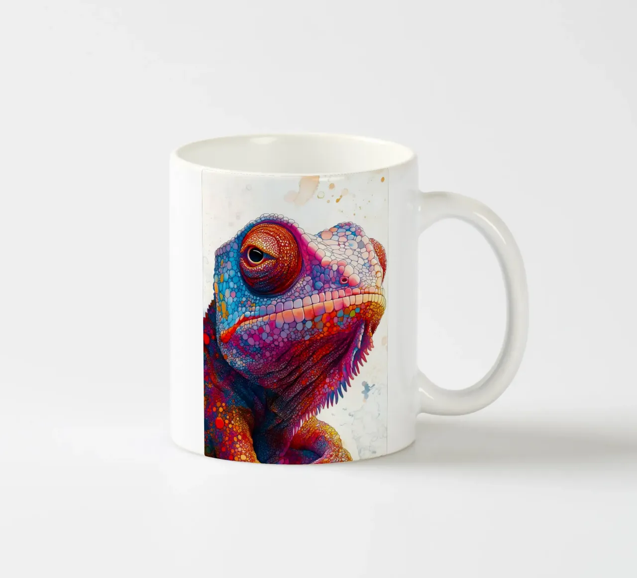 Chameleon animal art ceramic mug by Justyna Jaszke JBJart