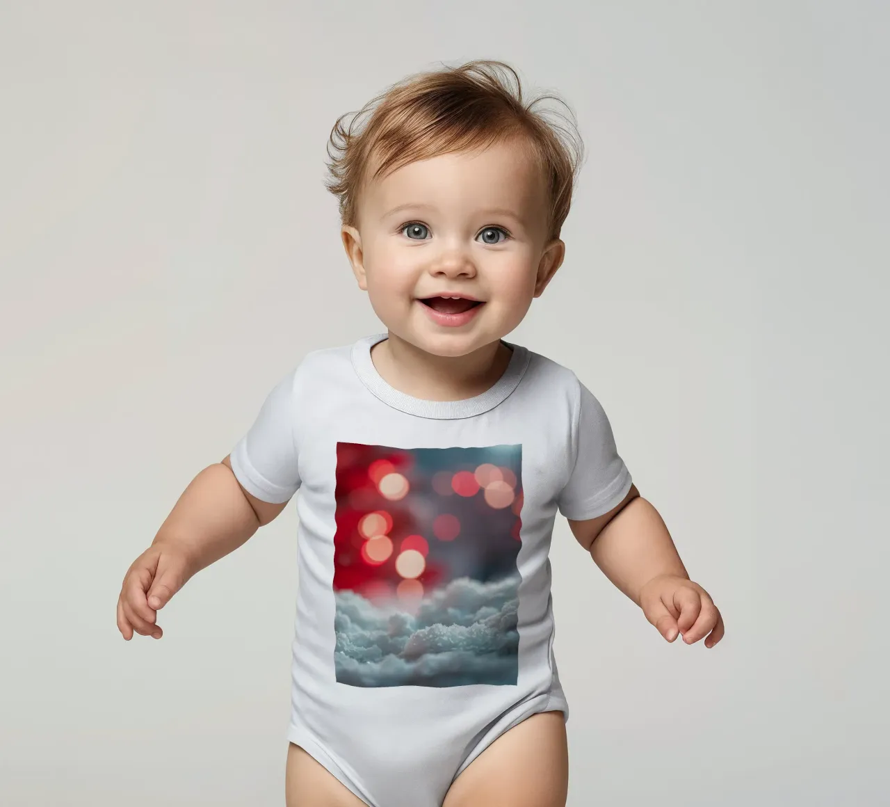 Luminose luci natalizie illuminano la neve soffice body neonato maniche corte da DesignDoodle