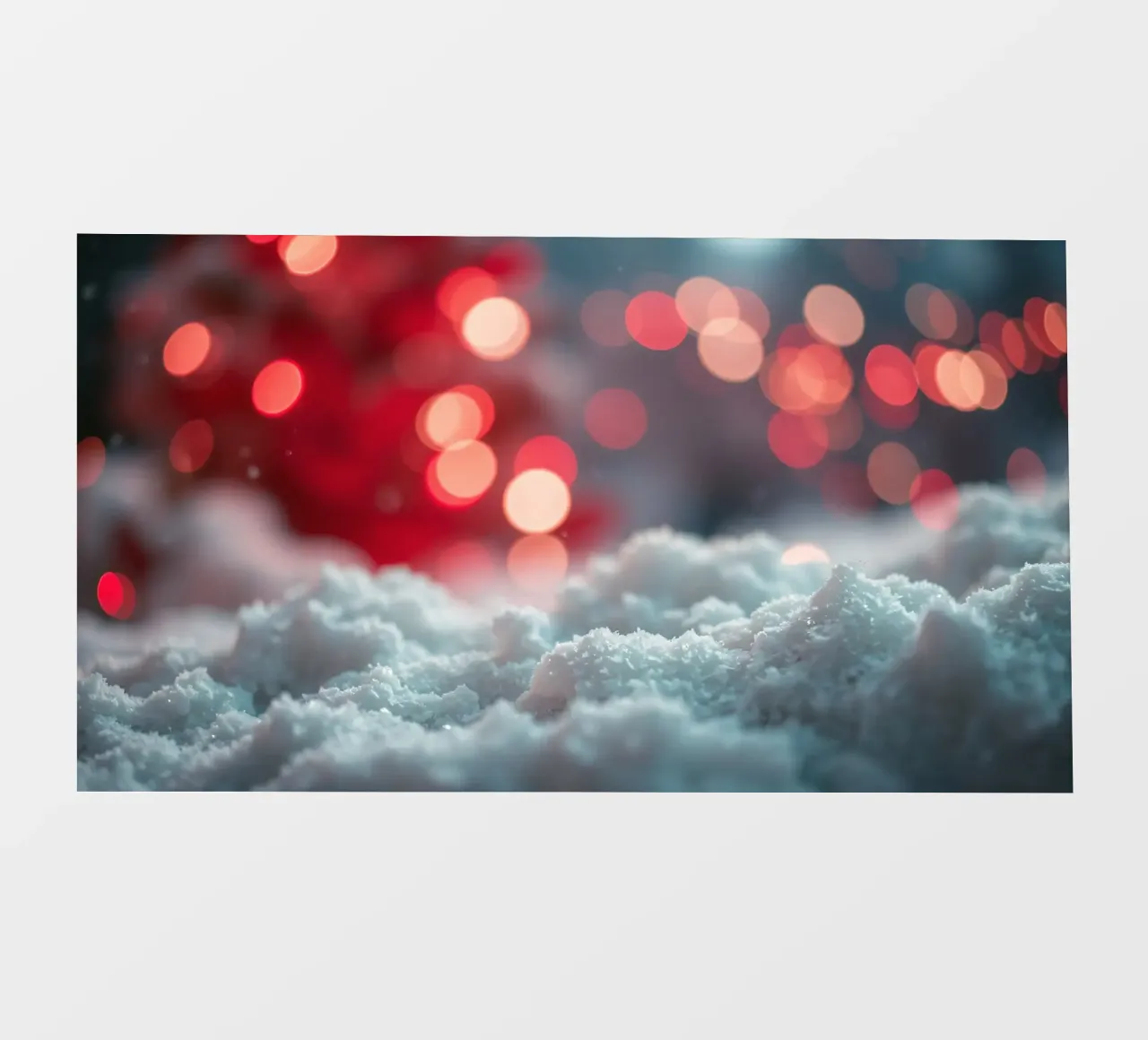 Luminose luci natalizie illuminano la neve soffice pellicola backlit da DesignDoodle