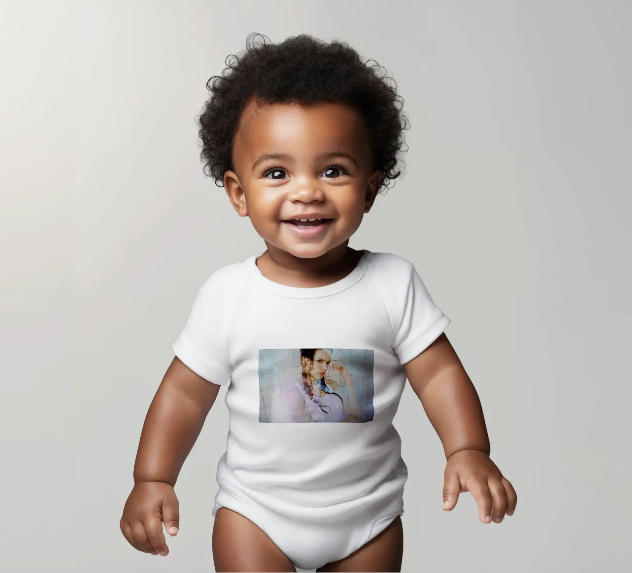 Water runs cold short-sleeve baby romper by Aysha Banos