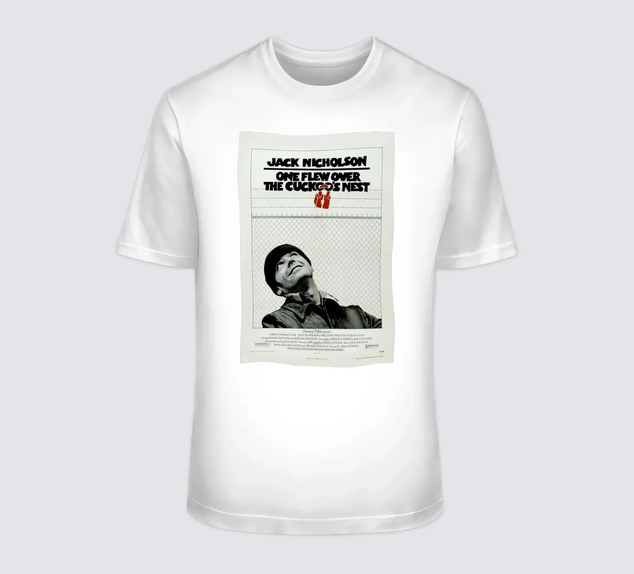 ‘One Flew over the Cuckoo’s Nest’ Retro Movie Poster t-shirt da Gallery Print and Art Limited