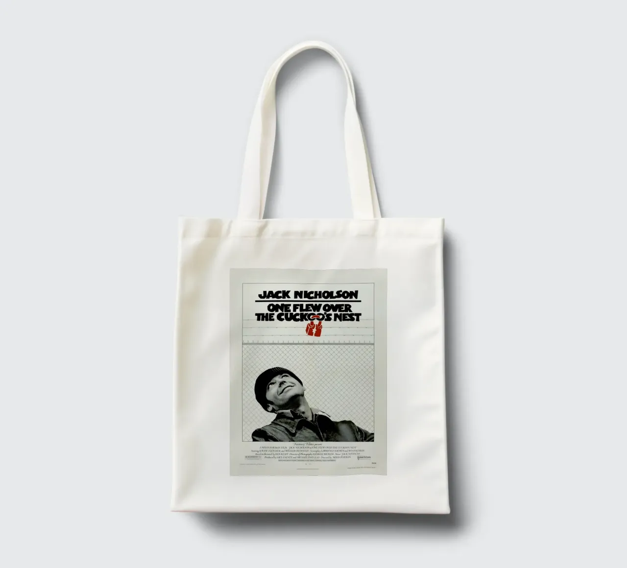 ‘One Flew over the Cuckoo’s Nest’ Retro Movie Poster borsa in juta da Gallery Print and Art Limited
