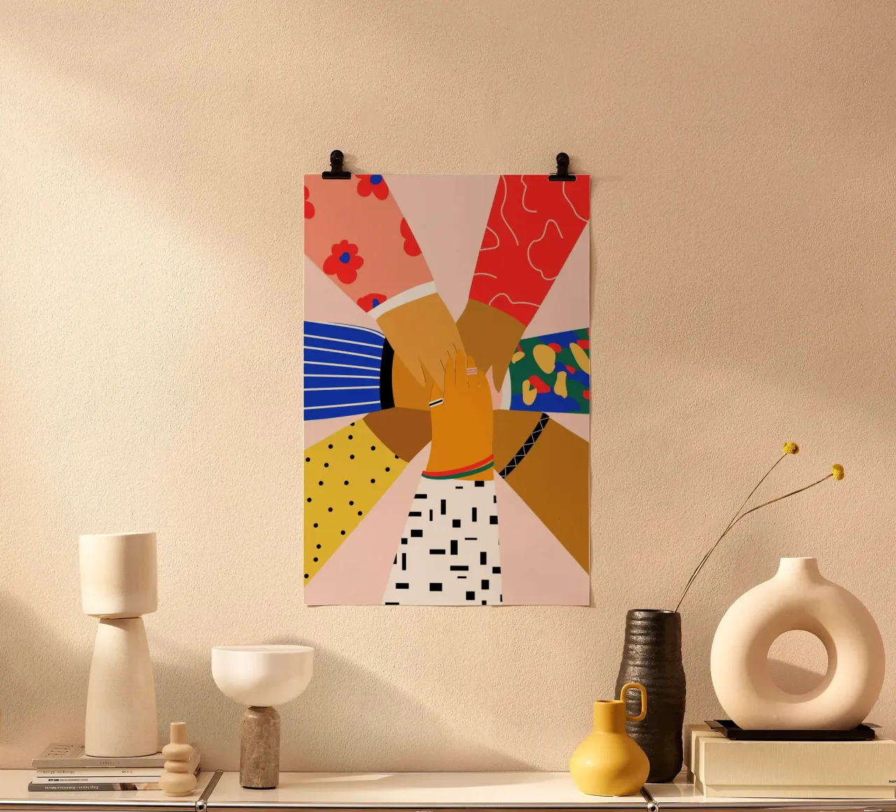 All Hands poster with wooden frame by Pure