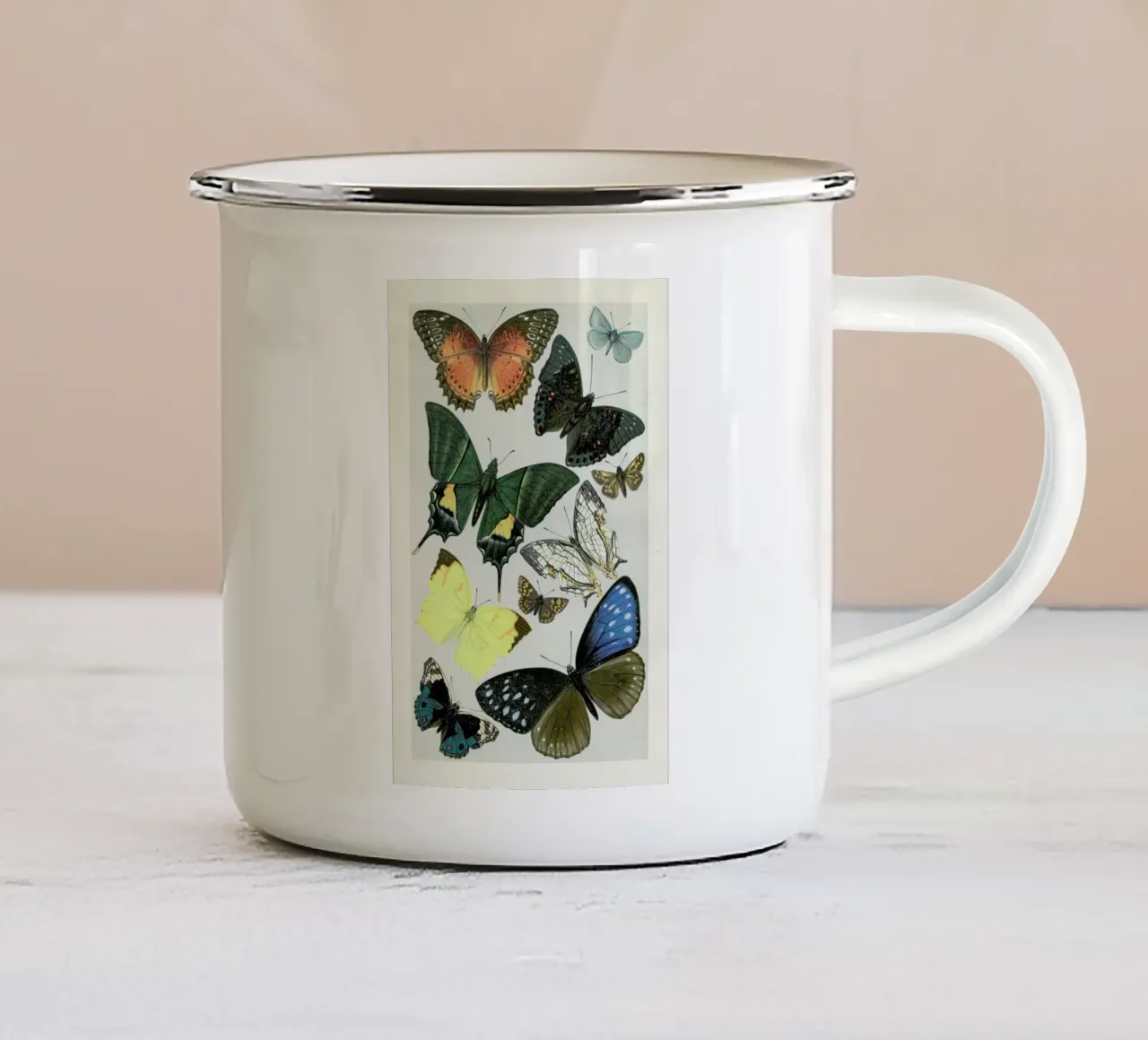 Butterflies tazza in smalto da Flora & Fauna