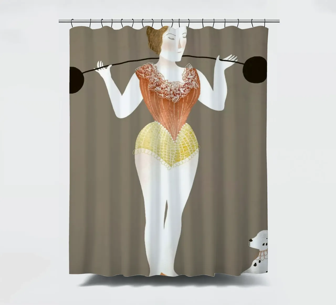 Circus Lady shower curtain by Amalia Restrepo