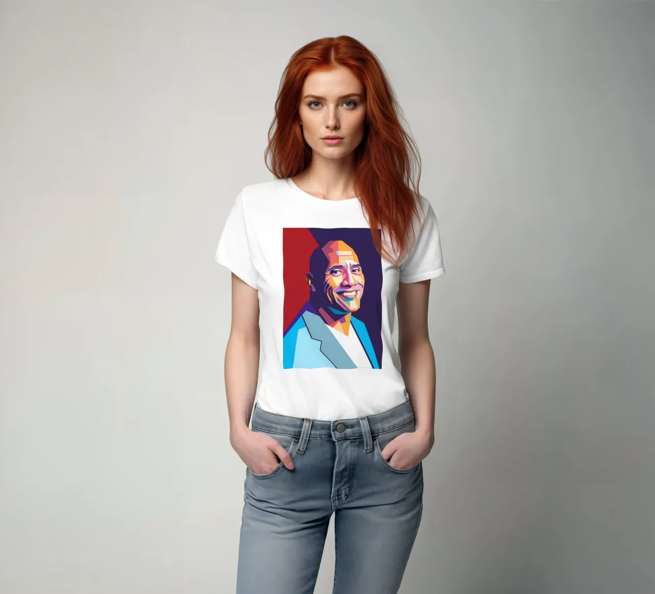Ritratto pop art di Dwayne The Rock Johnson t-shirt da Hantamrata