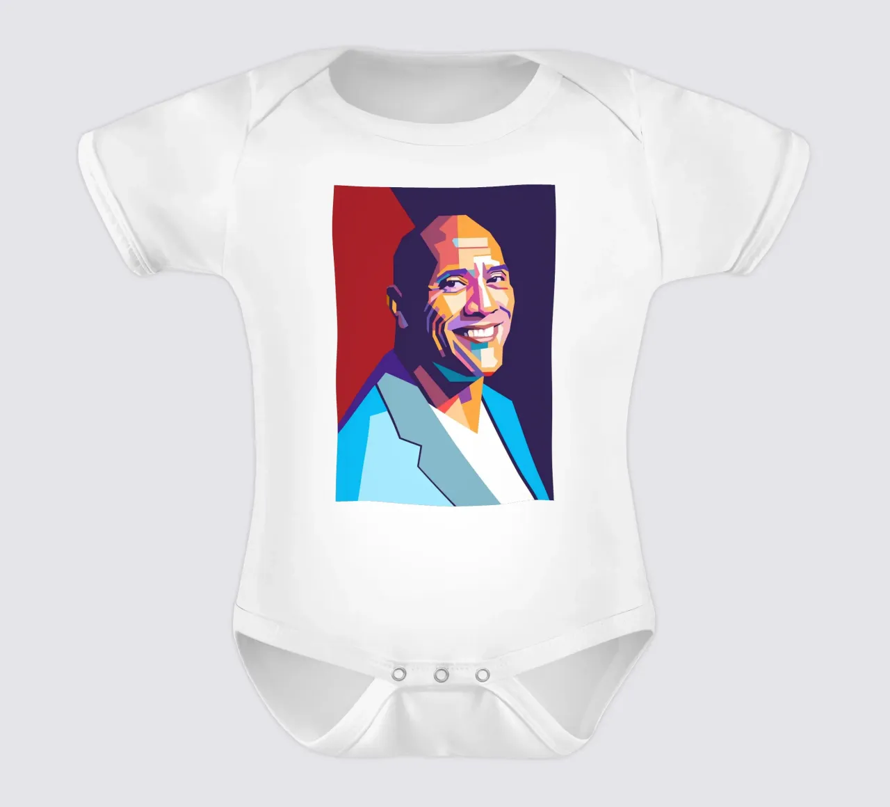 Ritratto pop art di Dwayne The Rock Johnson body neonato maniche corte da Hantamrata
