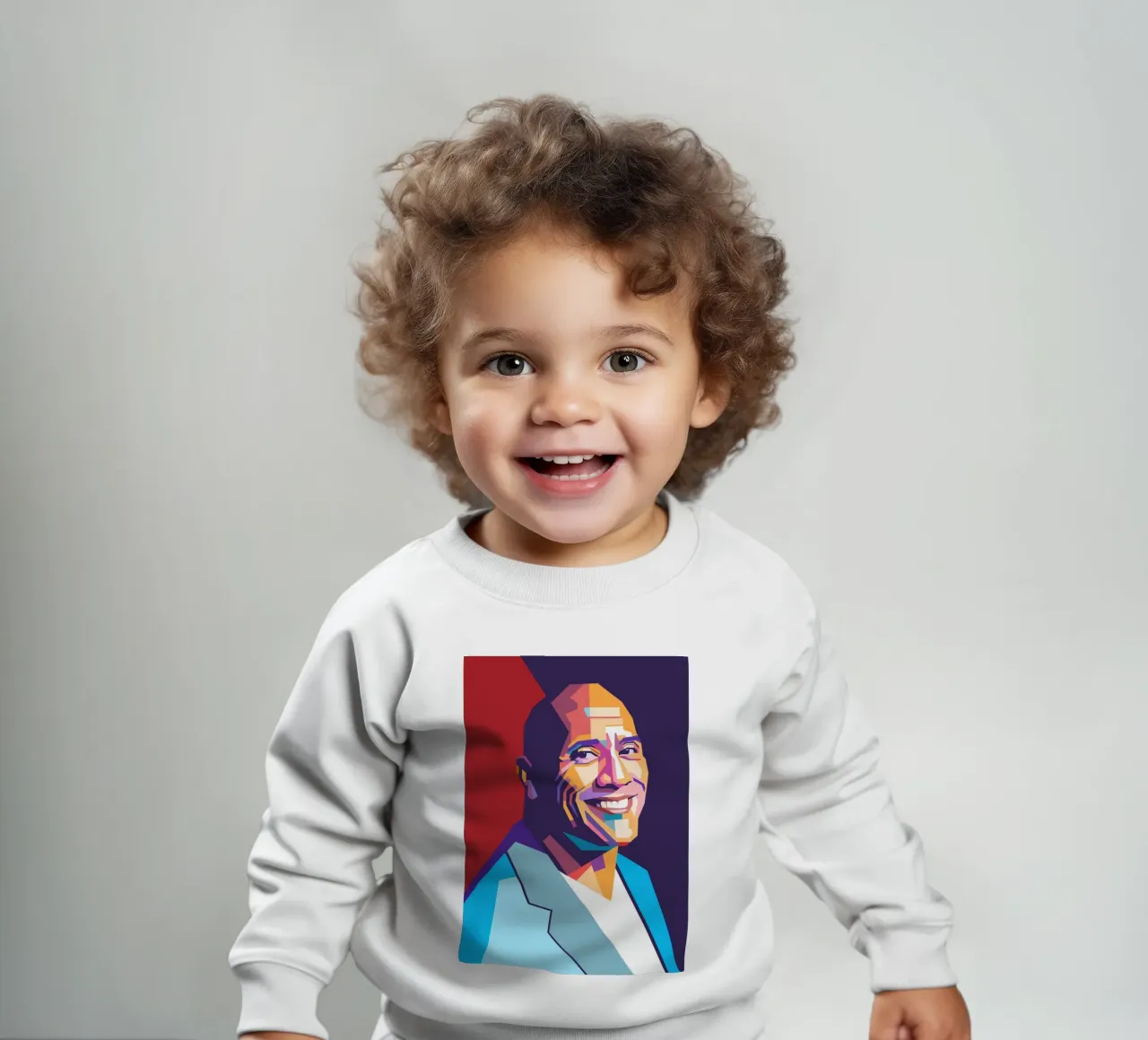 Ritratto pop art di Dwayne The Rock Johnson felpa neonato da Hantamrata