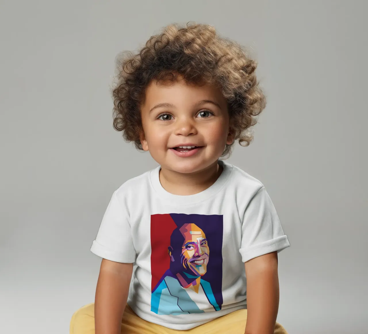 Ritratto pop art di Dwayne The Rock Johnson maglietta neonato da Hantamrata