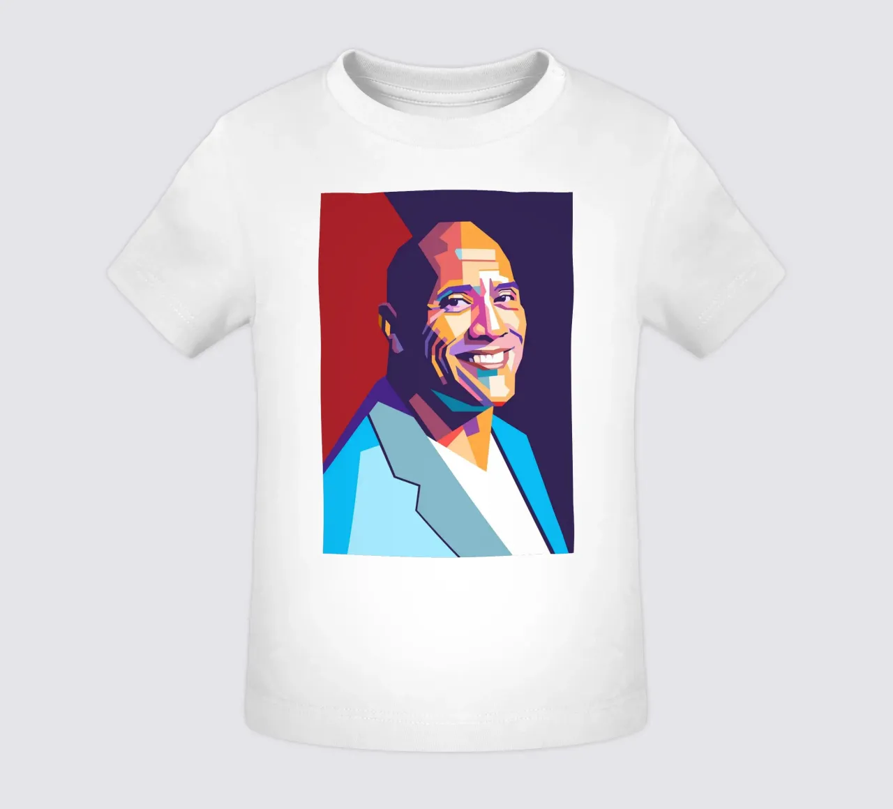Ritratto pop art di Dwayne The Rock Johnson maglietta neonato da Hantamrata