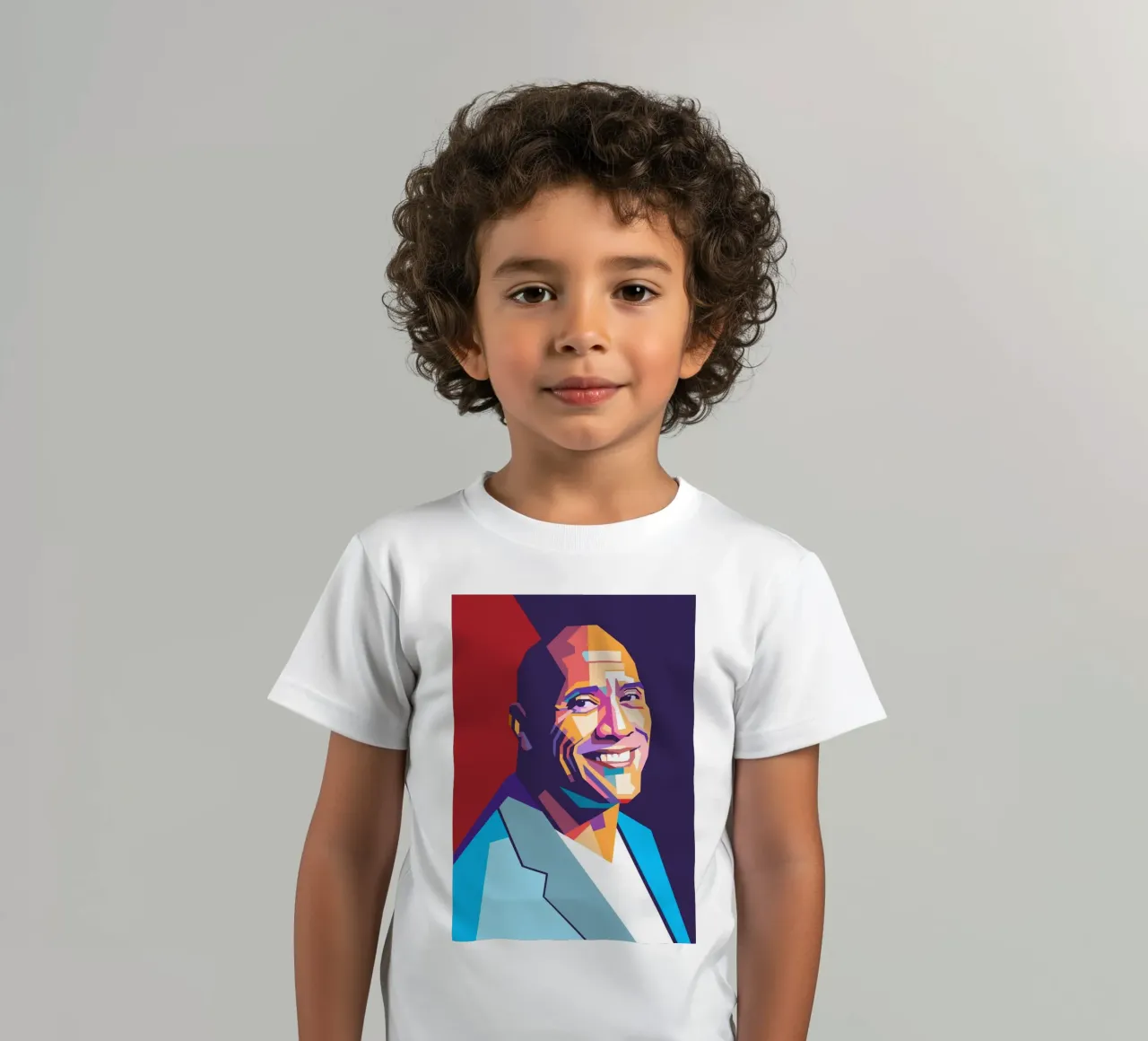 Dwayne The Rock Johnson pop art portrait kids t-shirt by Hantamrata