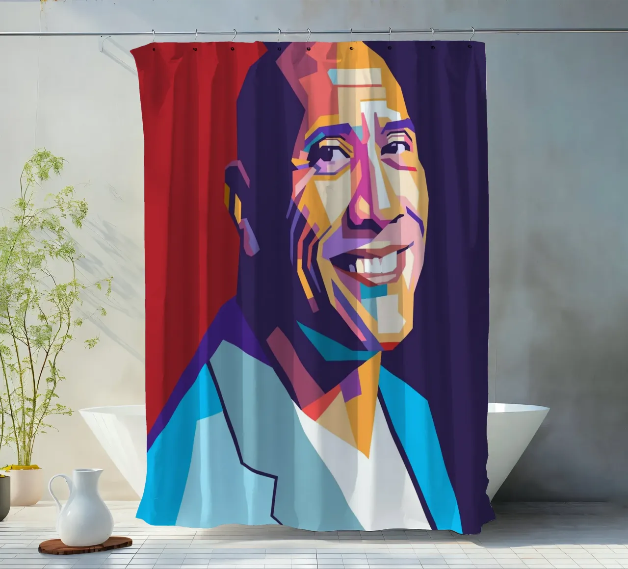 Ritratto pop art di Dwayne The Rock Johnson tenda da doccia da Hantamrata