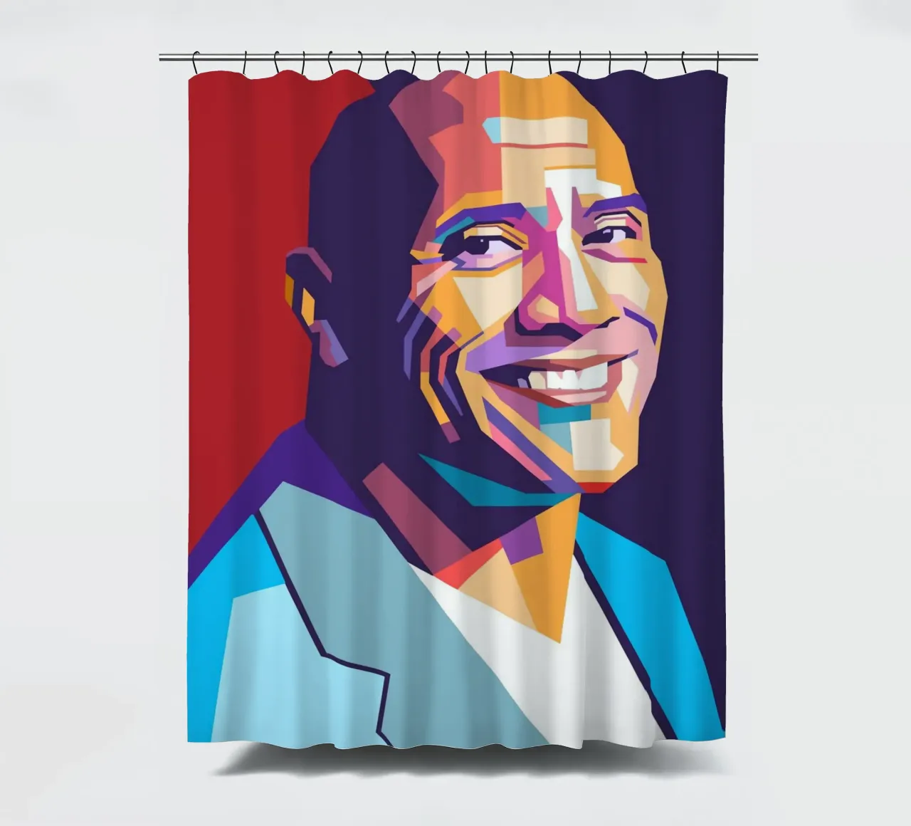 Ritratto pop art di Dwayne The Rock Johnson tenda da doccia da Hantamrata