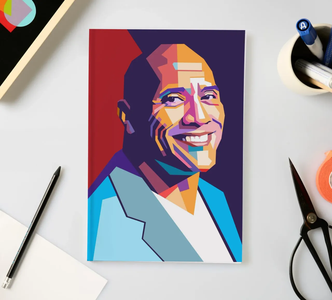 Dwayne The Rock Johnson pop art portrait notebook by Hantamrata