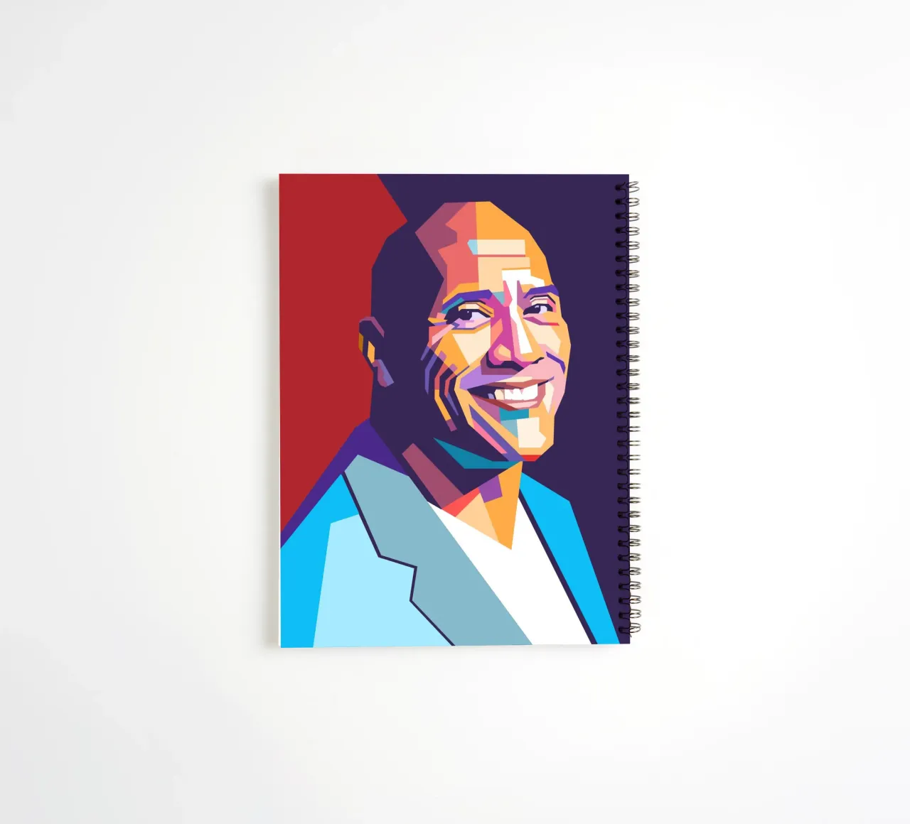 Dwayne The Rock Johnson pop art portrait spiral notebook by Hantamrata