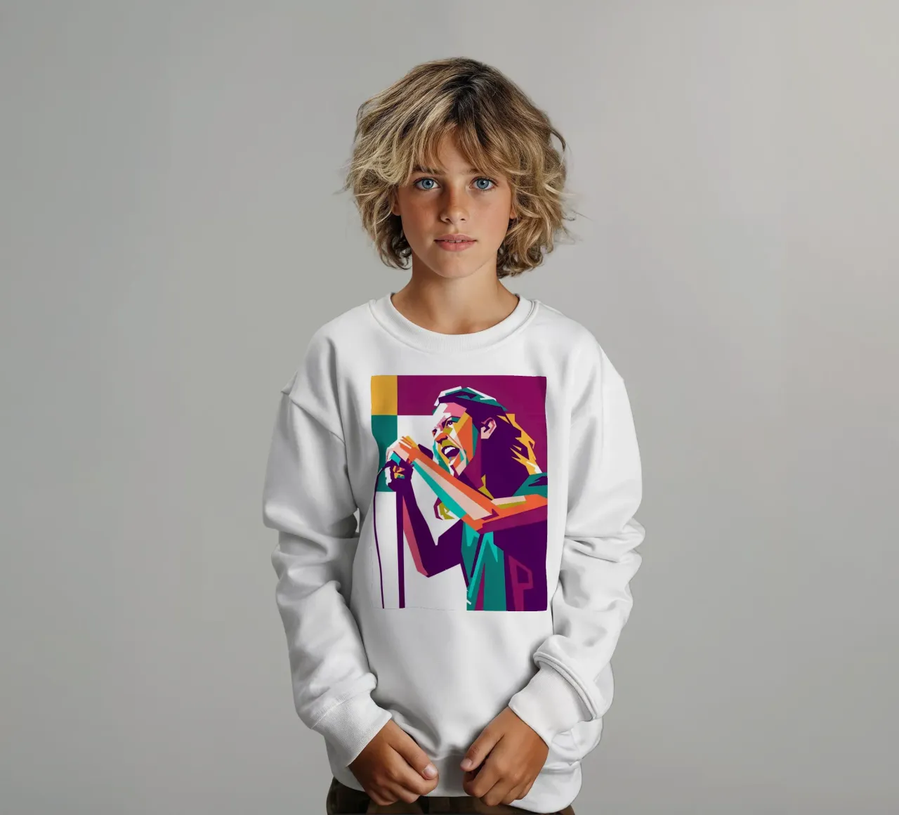 Eddie Vedder pop art portrait kids sweatshirt by Hantamrata