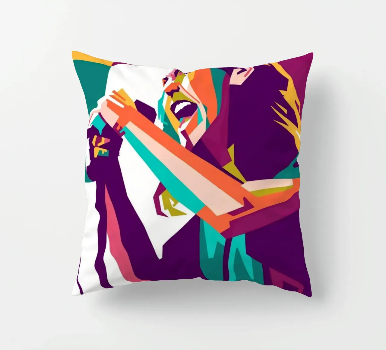 Eddie Vedder pop art portrait decorative cushion by Hantamrata