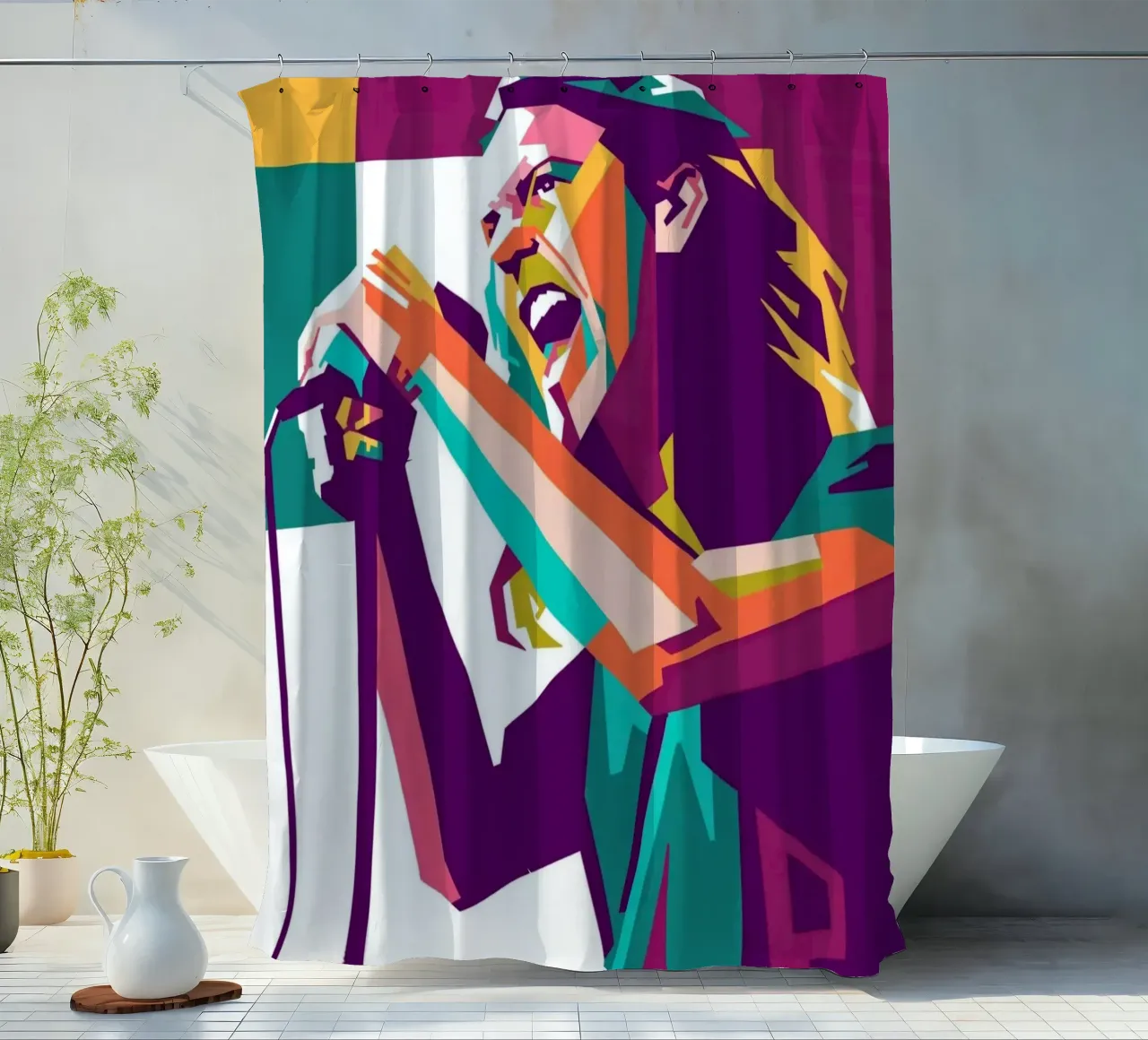 Eddie Vedder Pop-Art-Porträt Duschvorhang von Hantamrata