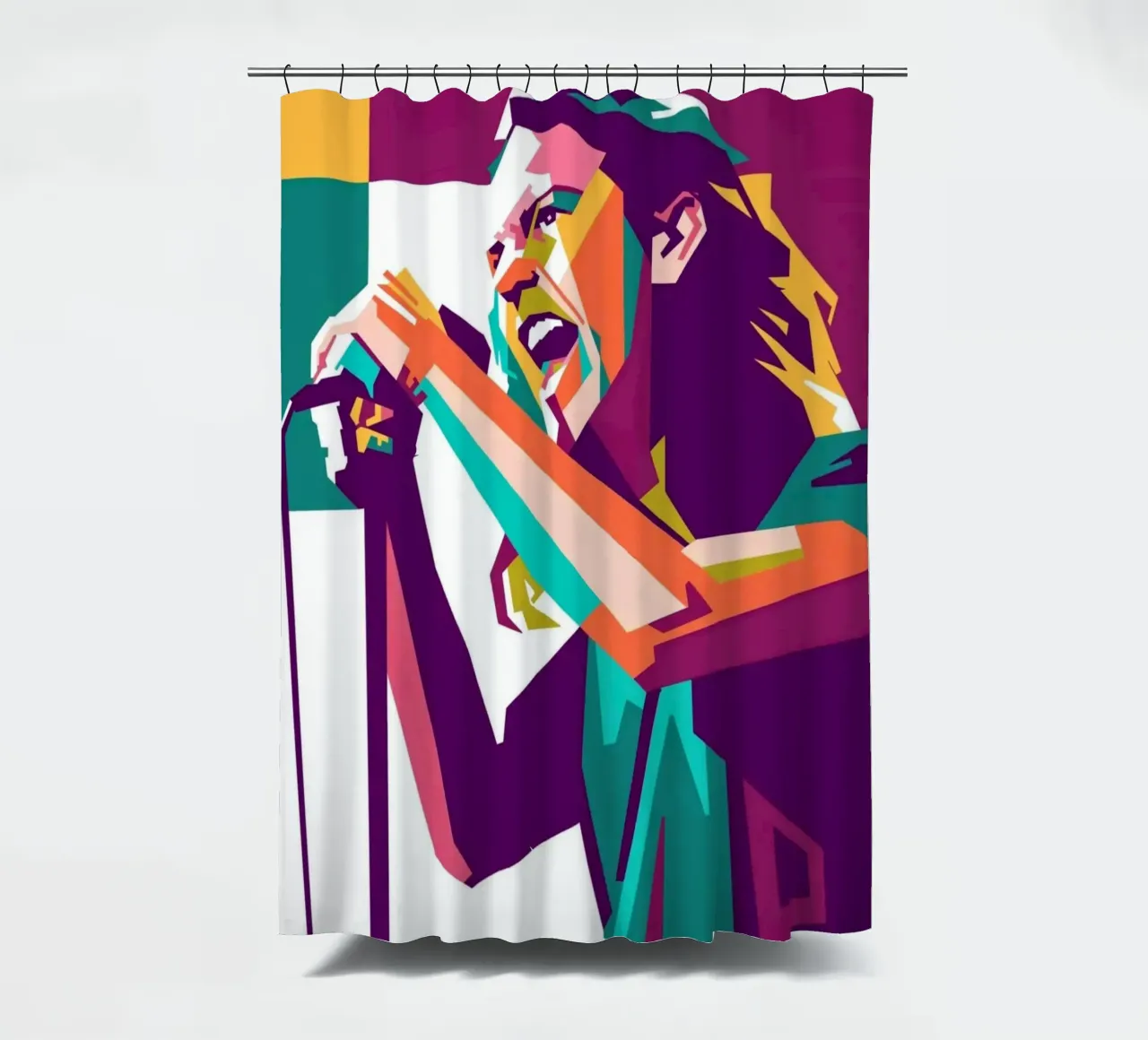 Eddie Vedder Pop-Art-Porträt Duschvorhang von Hantamrata