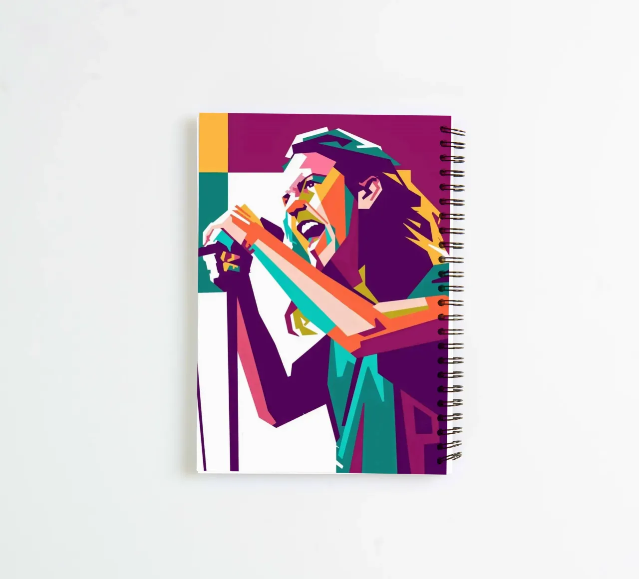 Eddie Vedder pop art portrait spiral notebook by Hantamrata