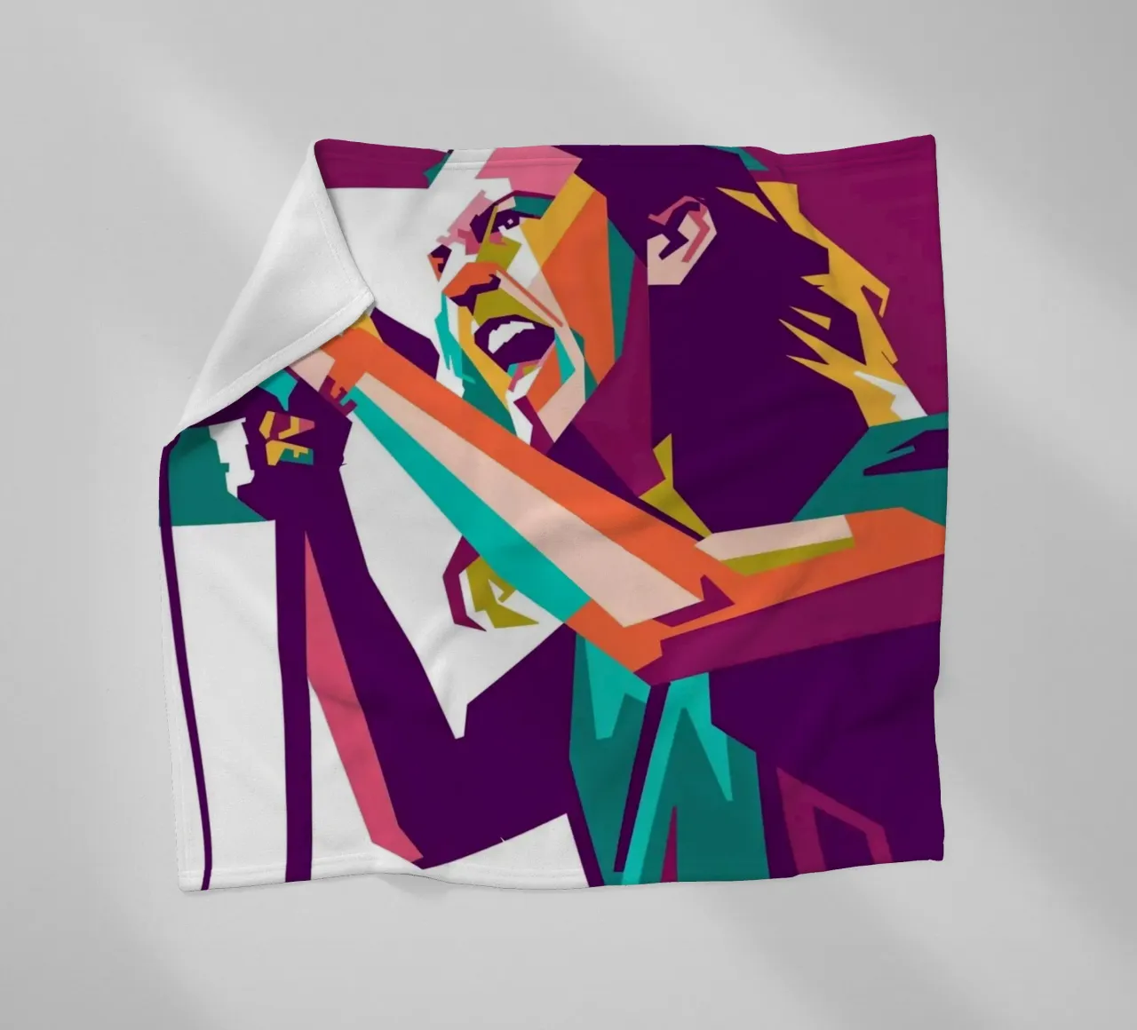 Eddie Vedder pop art portrait fleece blanket by Hantamrata