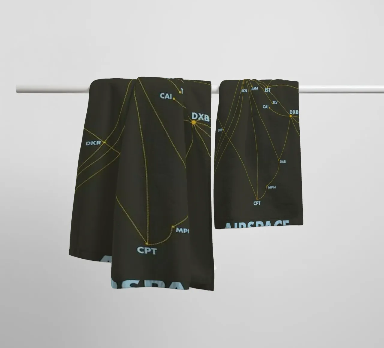 Airspace Map Dark asciugamano da bagno da Marc Schulthess