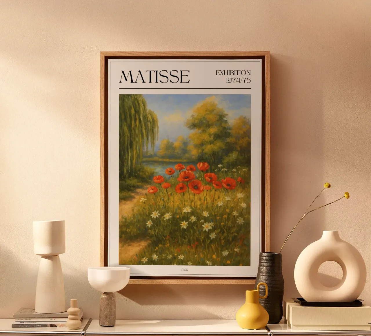 Henri Matisse inspiriertes Poster – Mohnblumen im Sommer tela con Cornice a cassetta da typealive