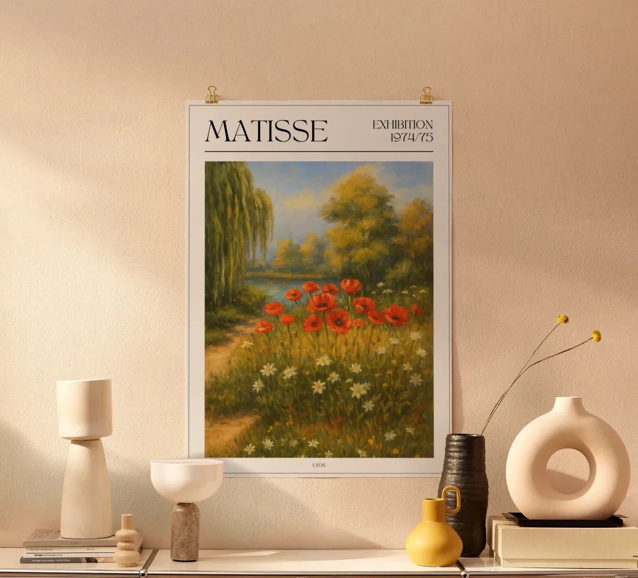 Henri Matisse inspiriertes Poster – Mohnblumen im Sommer poster con telaio in alluminio da typealive
