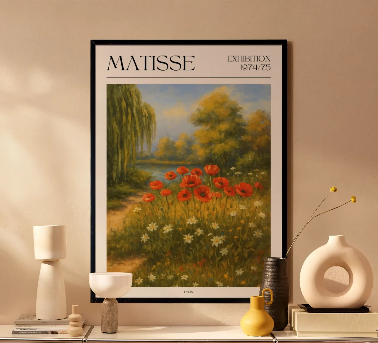 Henri Matisse inspiriertes Poster – Mohnblumen im Sommer poster con telaio in alluminio da typealive