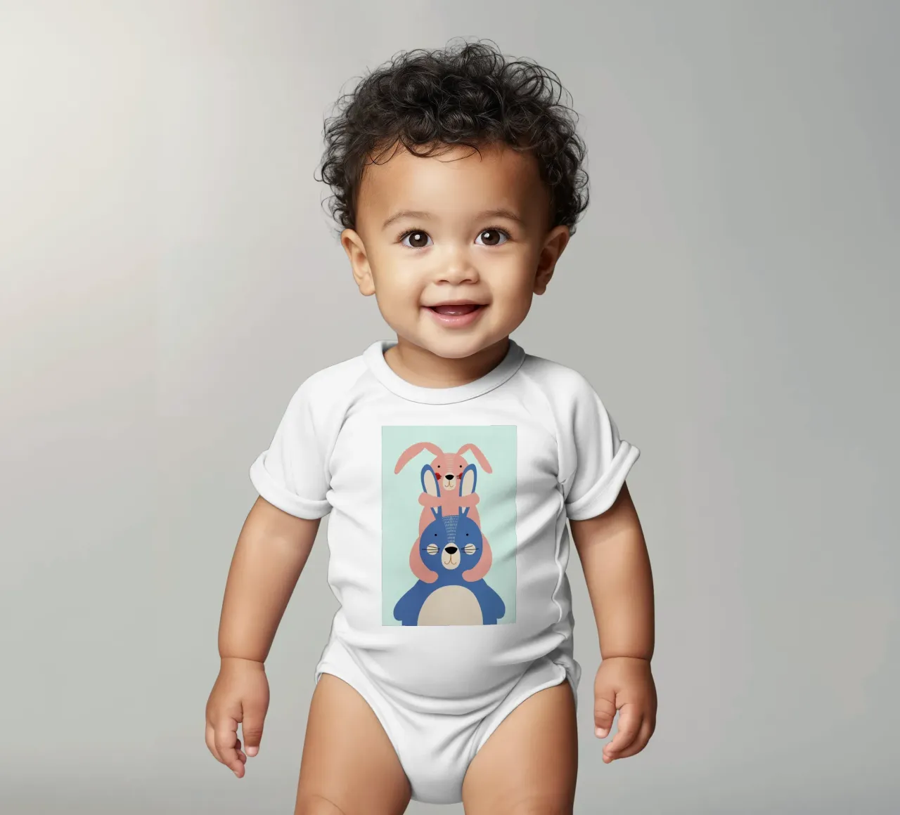 Bunny Rabbits body neonato maniche corte da Little Flourishes