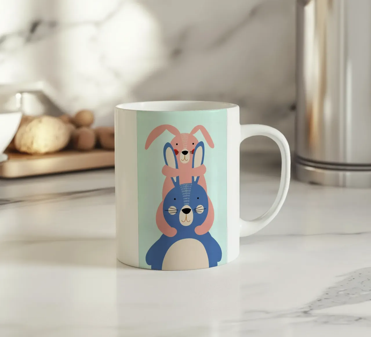 Bunny Rabbits ceramic mug by Little Flourishes