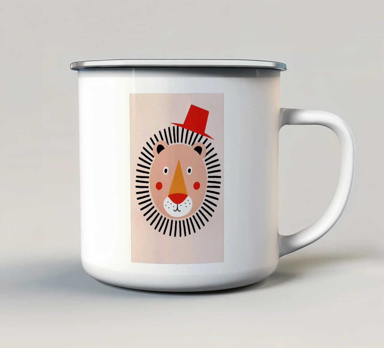 Well Dressed Lion tazza in smalto da Little Flourishes
