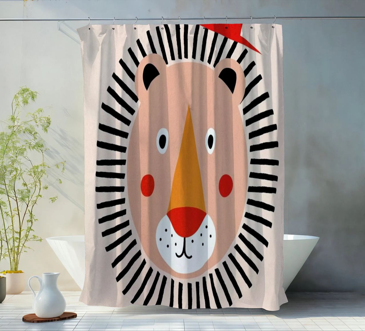 Well Dressed Lion shower curtain by Little Flourishes